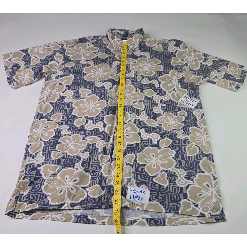 Vintage Polo Ralph Lauren Men's Large Hawaiian Button Down Shirt Floral Blue - Picture 7 of 10
